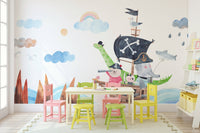 Animal Pirate Adventure Wall Mural - Wallanza