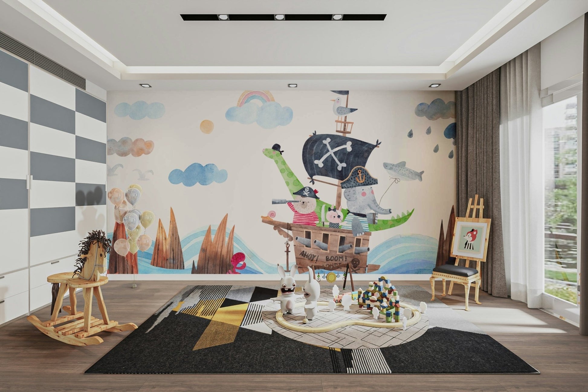Animal Pirate Adventure Wall Mural - Wallanza
