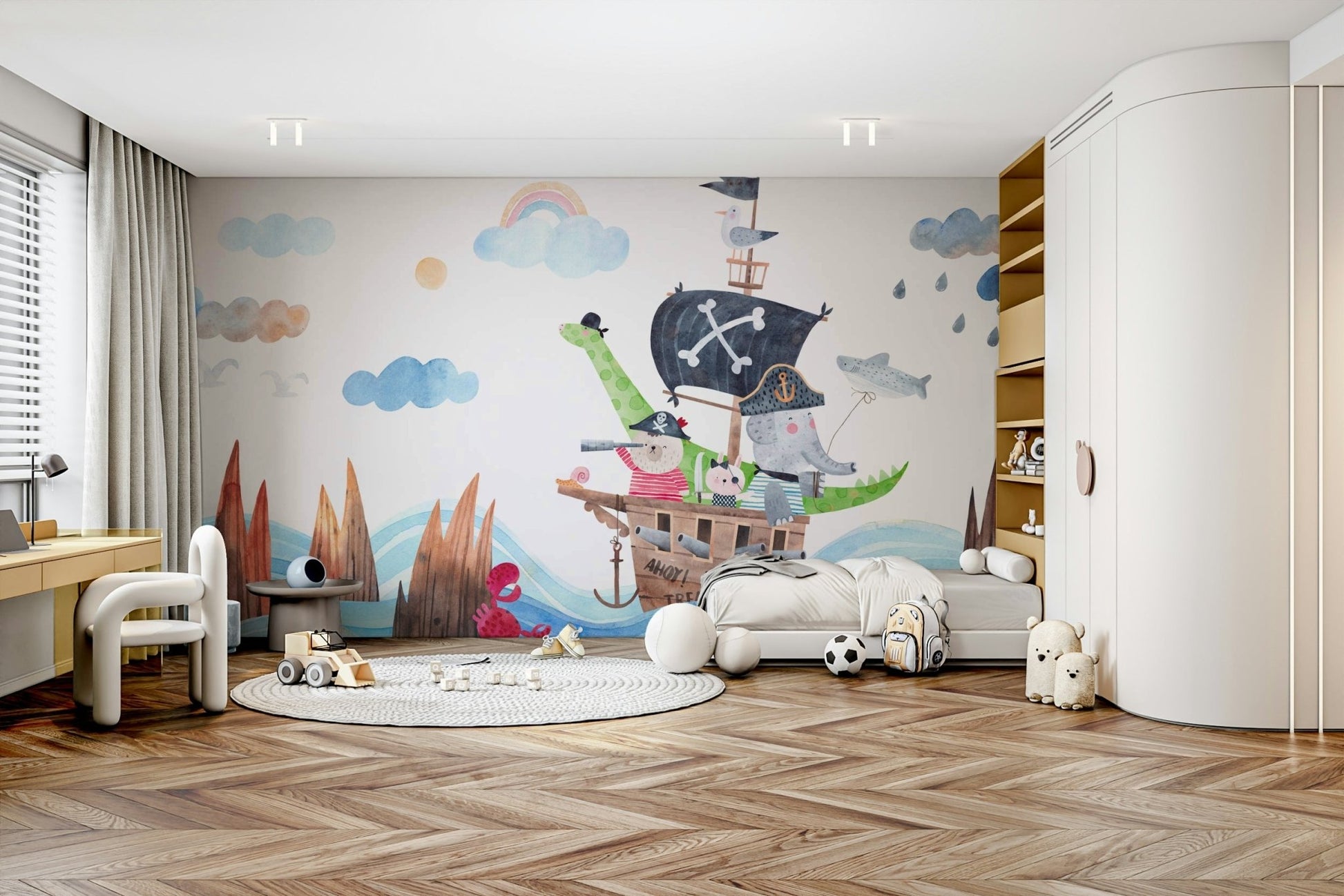 Animal Pirate Adventure Wall Mural - Wallanza