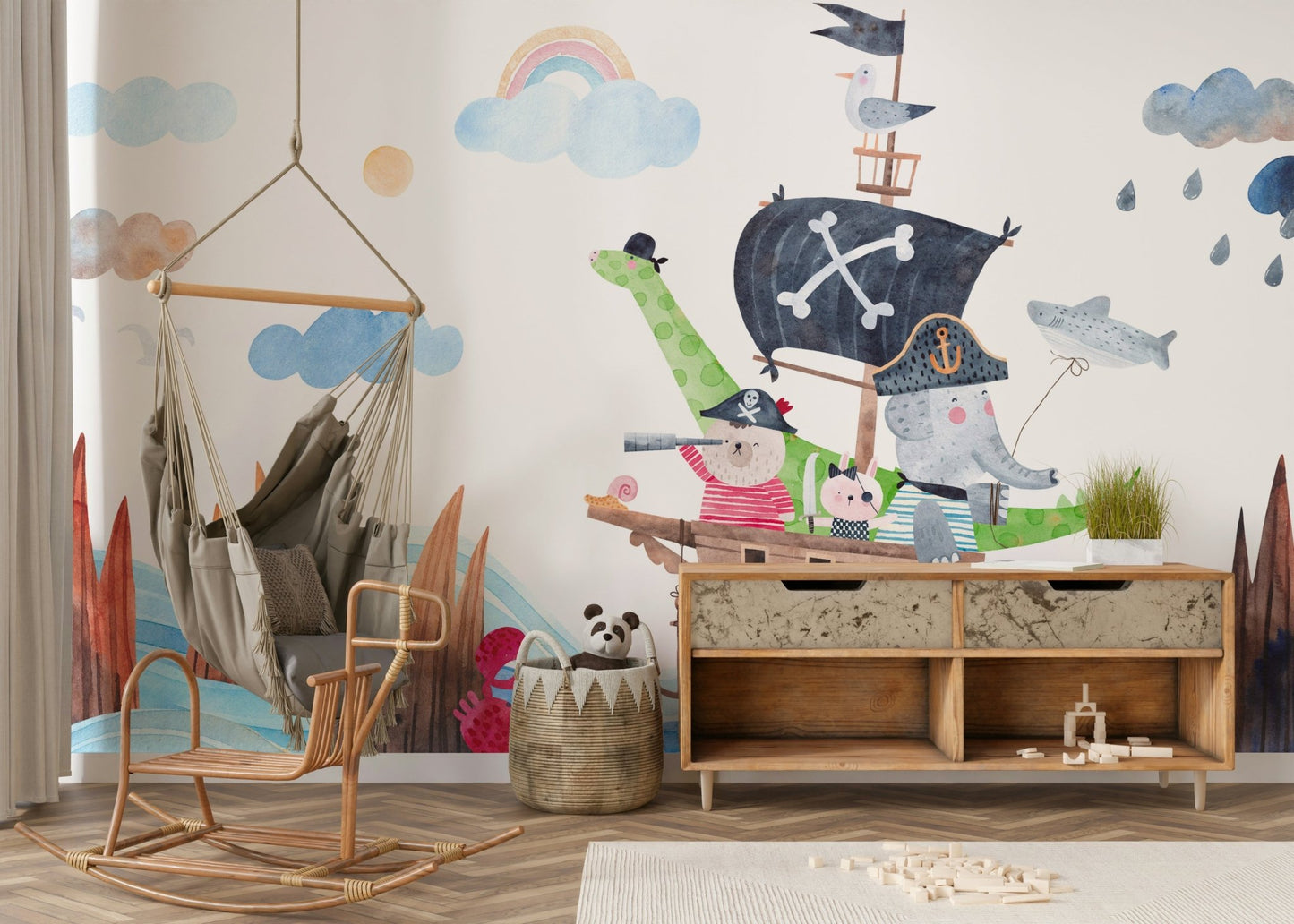 Animal Pirate Adventure Wall Mural - Wallanza
