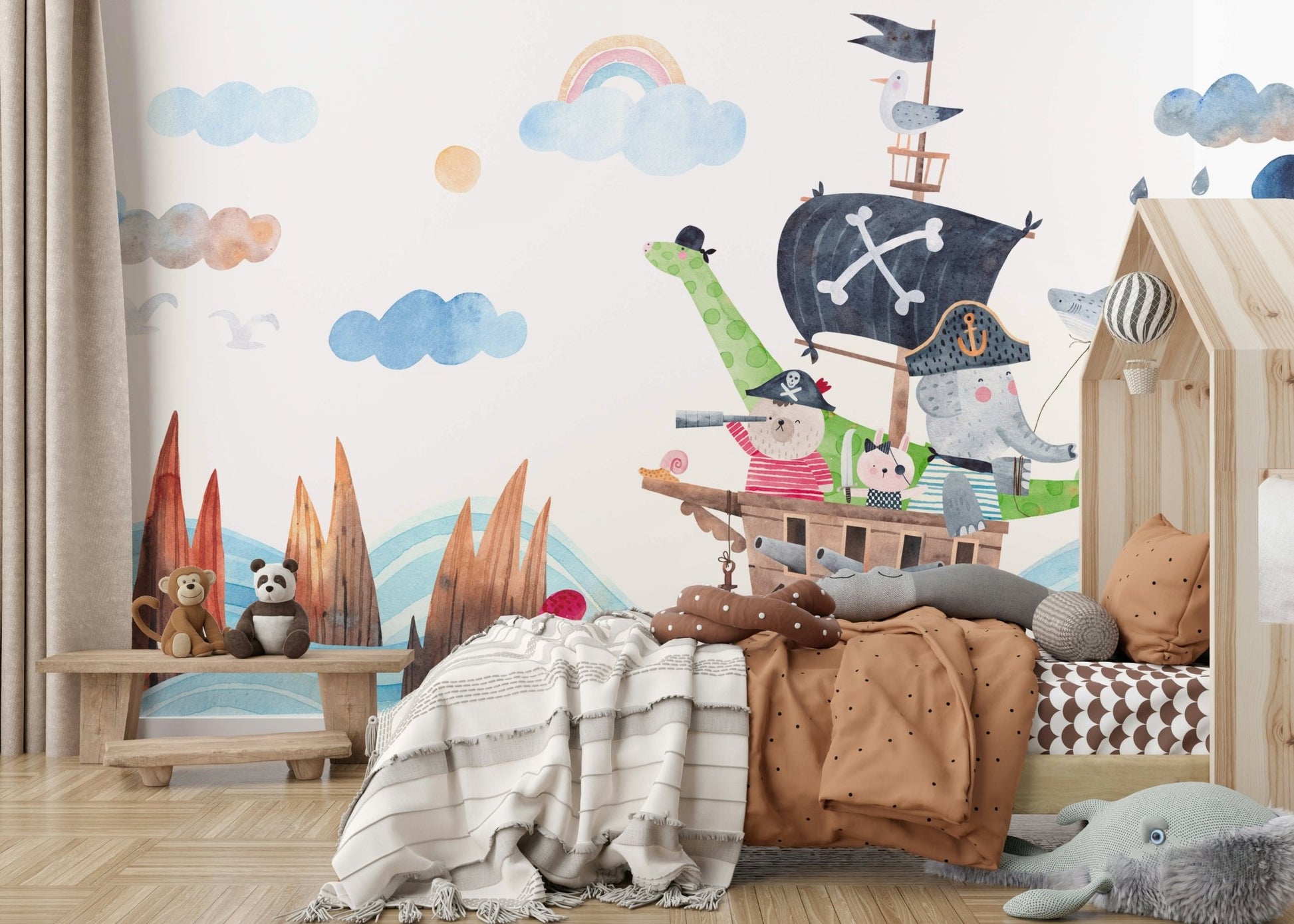 Animal Pirate Adventure Wall Mural - Wallanza