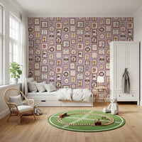 Playful woodland friend portraits in wallpaper murals.