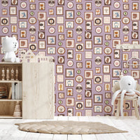 Artistic purple gallery wall style wallpaper murals.