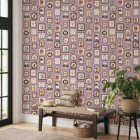 Charming zoo animal sketches featured in wall murals.