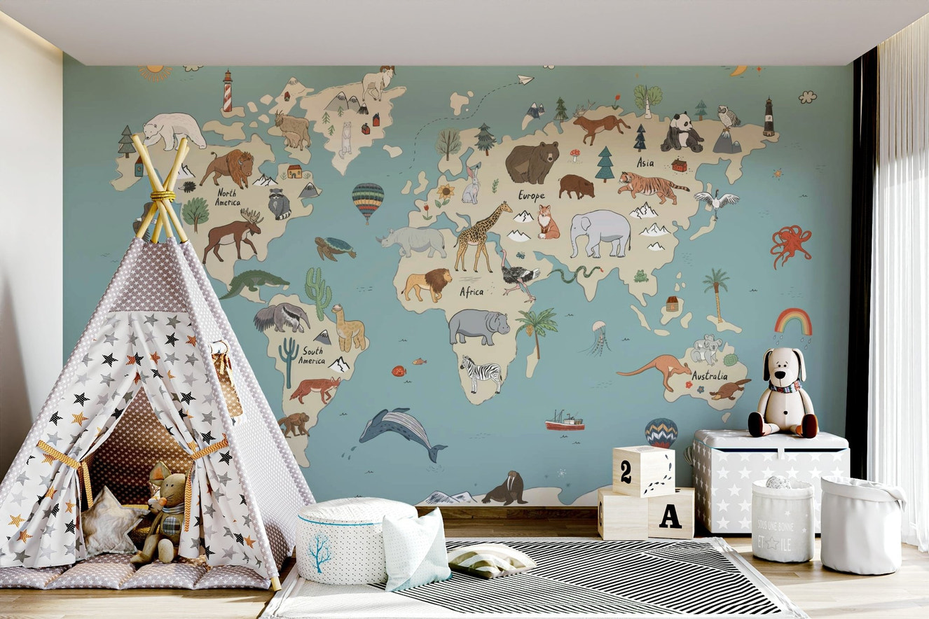 Animal World Explorer Wall Mural - Wallanza