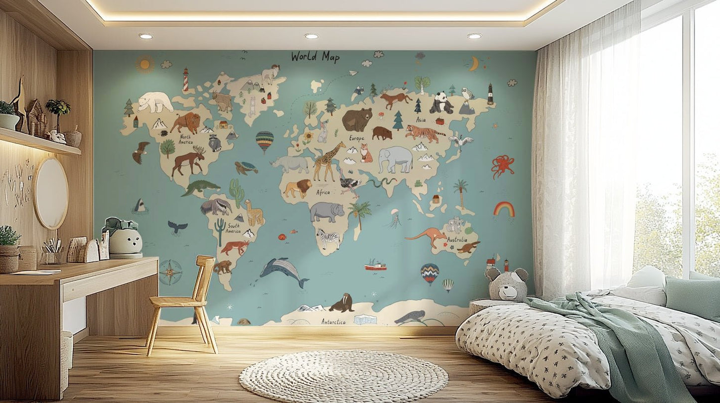 Animal World Explorer Wall Mural - Wallanza