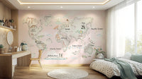 Animal World Map Adventure Wall Mural - Wallanza