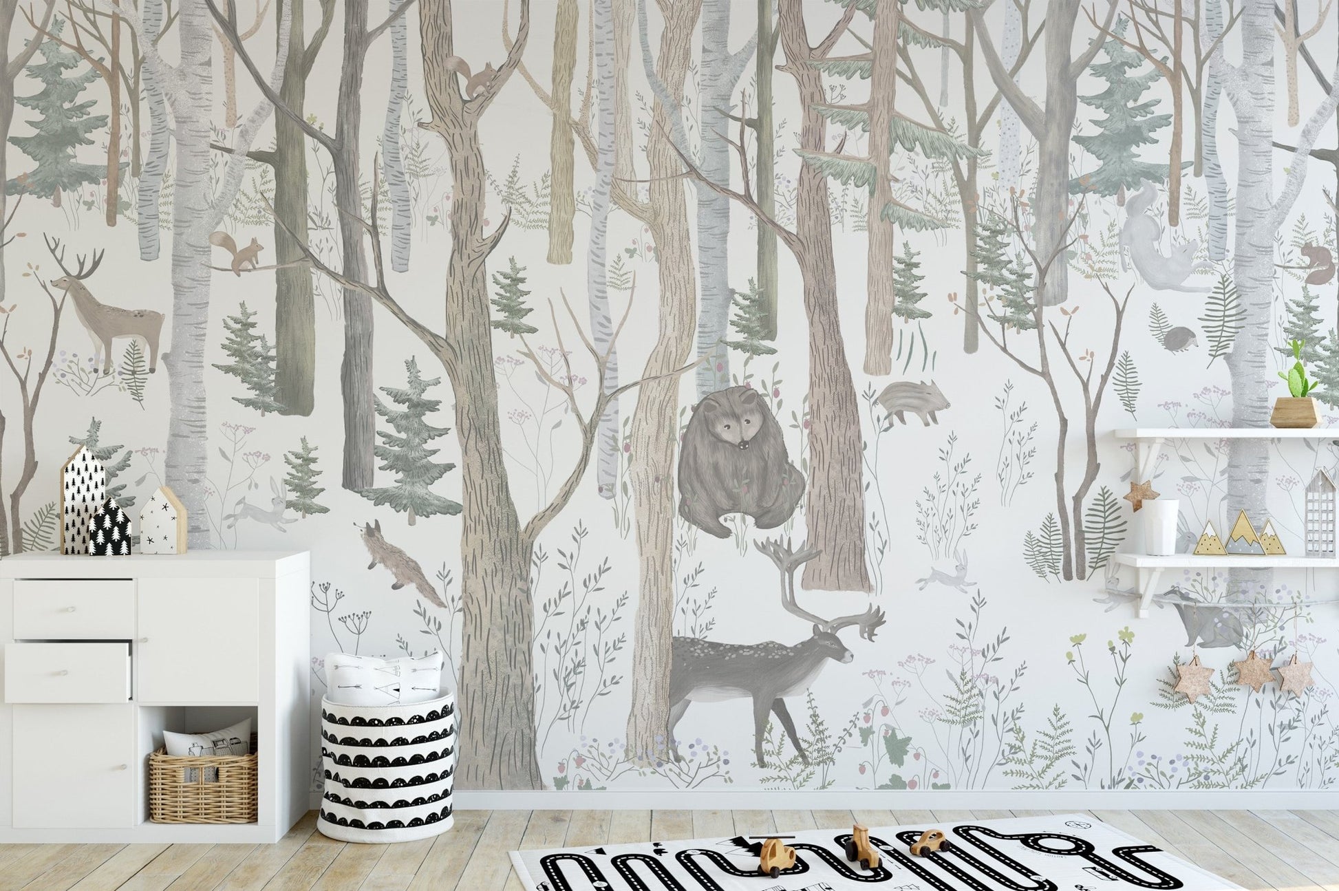Animals Nursery Wallpaper Mural - Wallanza