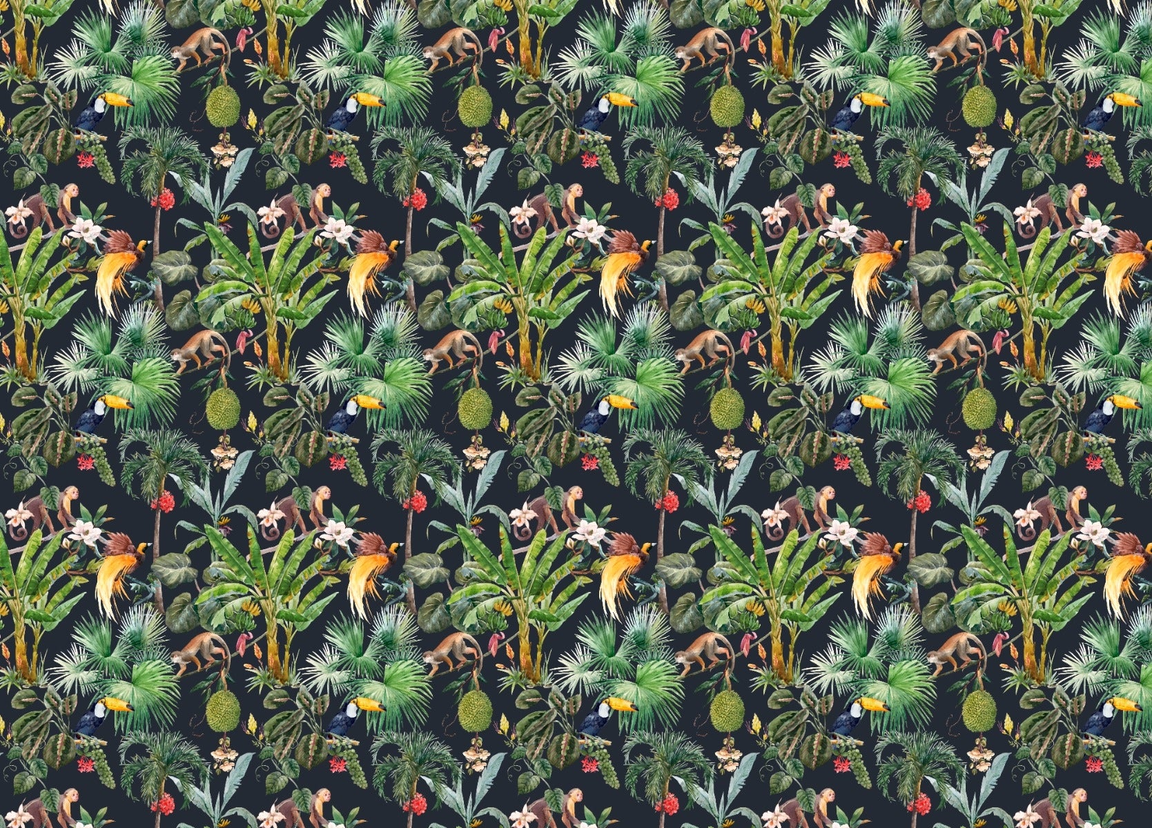 Beautiful Seamless Tropical Floral Pattern Watercolor Wallpaper