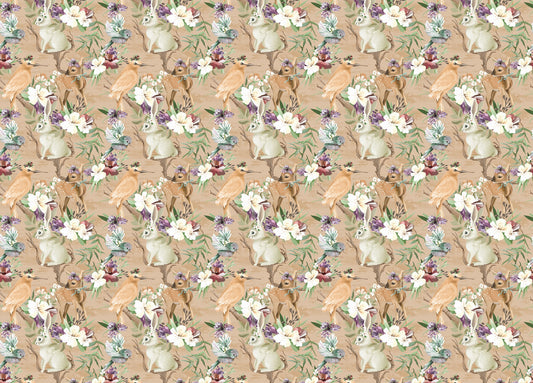 Vintage Enchanted Woodland Forest Animals and Birds Wallpaper