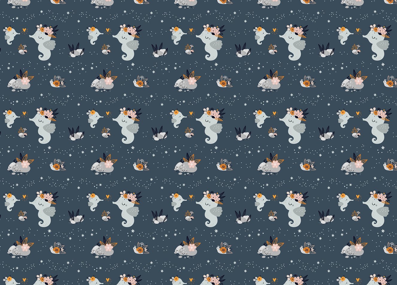 Cute Baby Sea or Ocean Animals Repeat Pattern Wallpaper