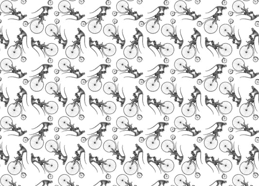Hand Drawn Monkey on Bike Repeat Pattern Wallpaper