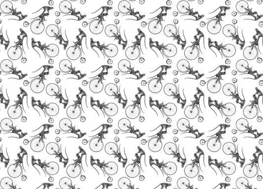 Hand Drawn Monkey on Bike Repeat Pattern Wallpaper