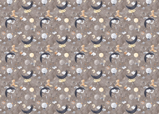 Fox Mouse in Space Dark Brown Animals Play in Clouds Wallpaper