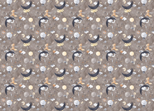 Fox Mouse in Space Dark Brown Animals Play in Clouds Wallpaper