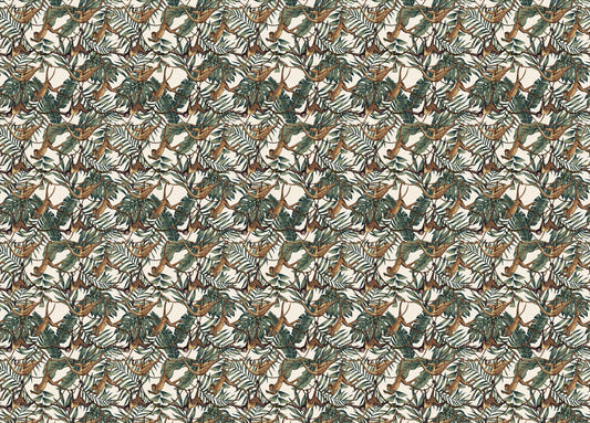 Monkeys on Creepers Green Tropical Leaves Wallpaper
