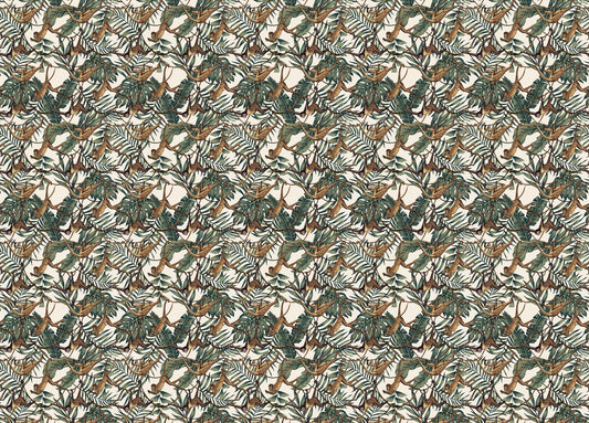Monkeys on Creepers Green Tropical Leaves Wallpaper