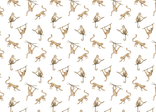 Watercolor Monkeys Repeat Pattern Wallpaper