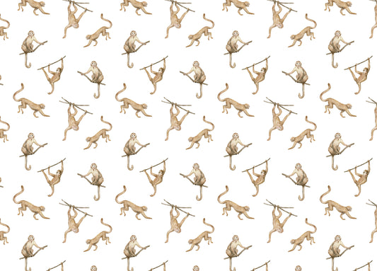 Watercolor Monkeys Repeat Pattern Wallpaper