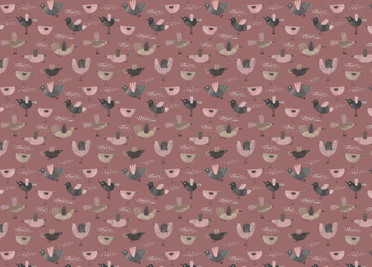 Pastel Seamless Pattern Hand Drawn Birds Dark Pink Wallpaper