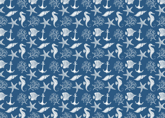 Sea Style Underwater Creatures Fish Blue Color Wallpaper