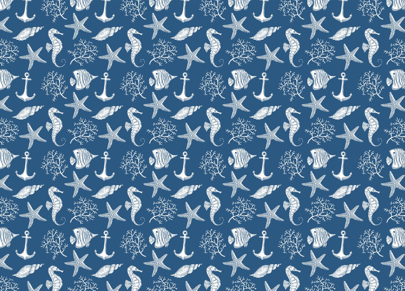 Sea Style Underwater Creatures Fish Blue Color Wallpaper