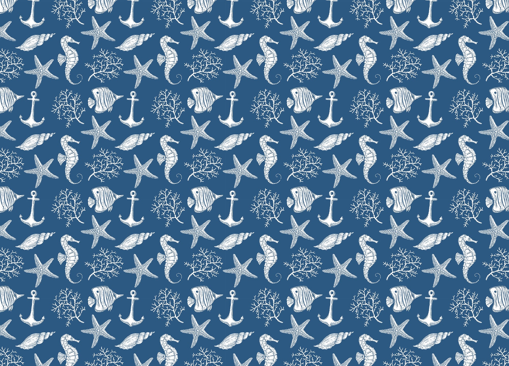 Sea Style Underwater Creatures Fish Blue Color Wallpaper