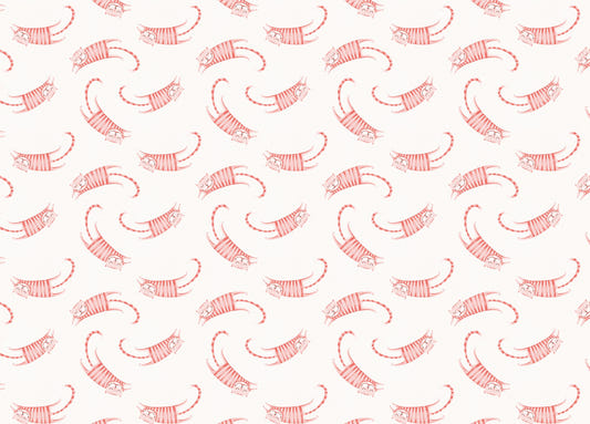 Cute Style Seamless Pattern Pink Striped Cats Wallpaper