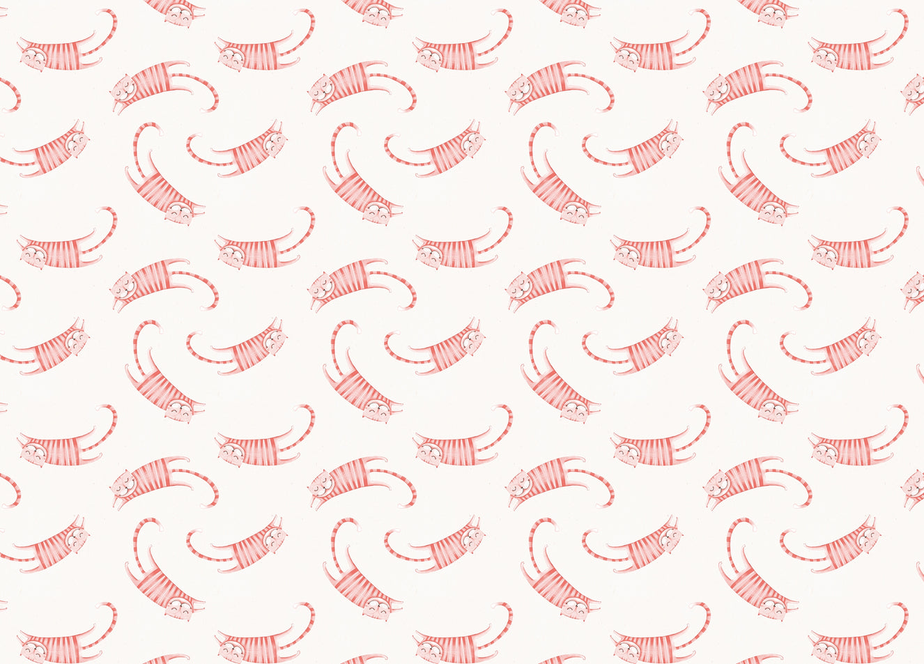 Cute Style Seamless Pattern Pink Striped Cats Wallpaper