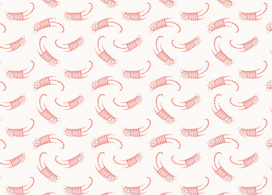 Cute Style Seamless Pattern Pink Striped Cats Wallpaper