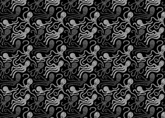 Black and White Abstract Octopus Scandinavian Style Wallpaper