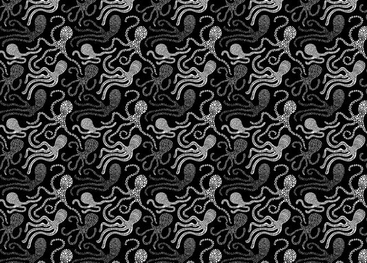 Black and White Abstract Octopus Scandinavian Style Wallpaper