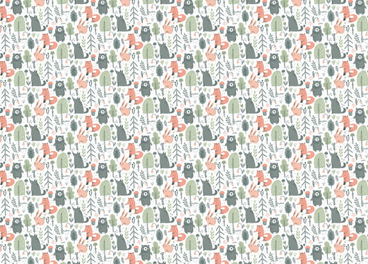 Colorful Wild Forest Animals Kids Room Wallpaper