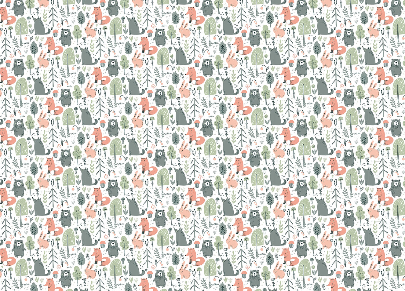 Colorful Wild Forest Animals Kids Room Wallpaper