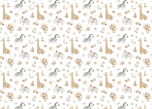 Watercolor Elephant Giraffe Zebra Monkey Safari Animal Wallpaper
