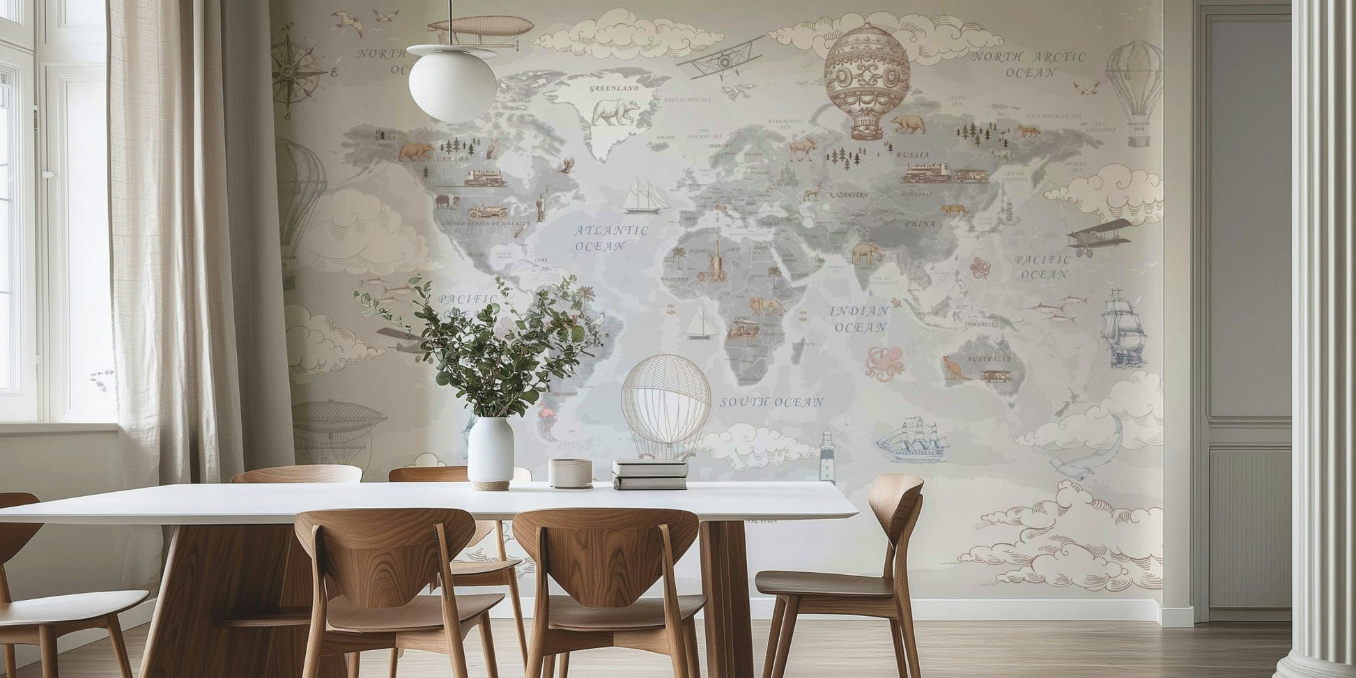 Antique Adventure Atlas Wall Mural - Wallanza