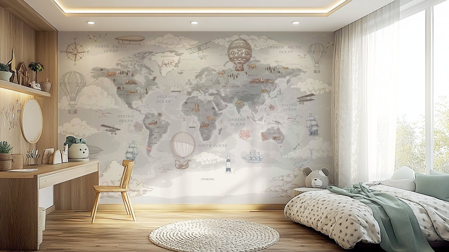 Antique Adventure Atlas Wall Mural - Wallanza