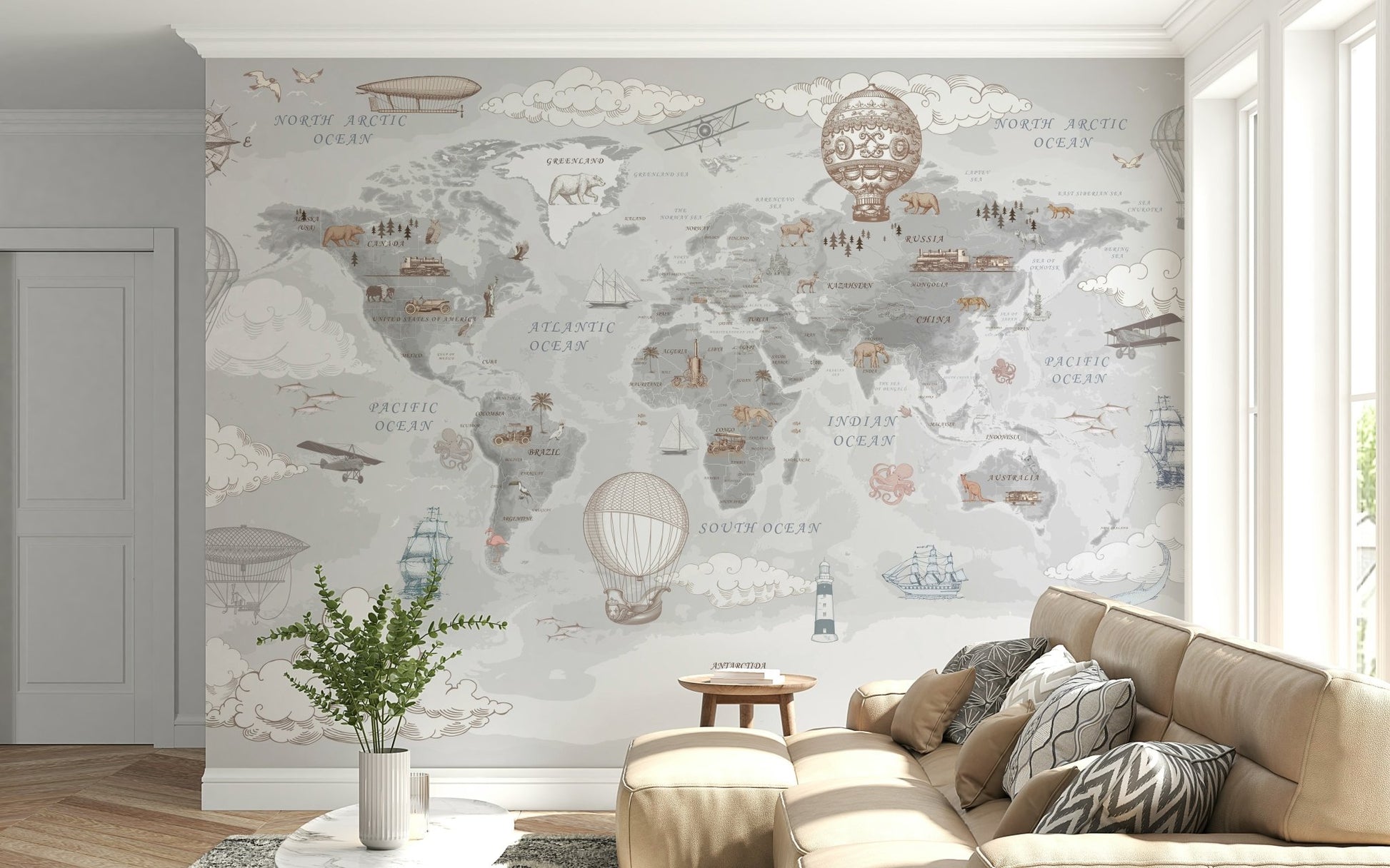 Antique Adventure Atlas Wall Mural - Wallanza