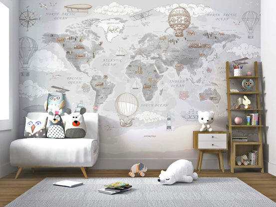 Muted earth tones wall mural for a serene backdrop.