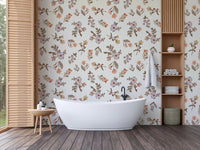 Antique floral trail wallpaper with soft hand drawn flowers