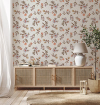 Hand illustrated bloom trail floral wallpaper pattern