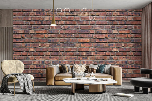 Classic brick pattern wall mural wallpaper in matte texture.