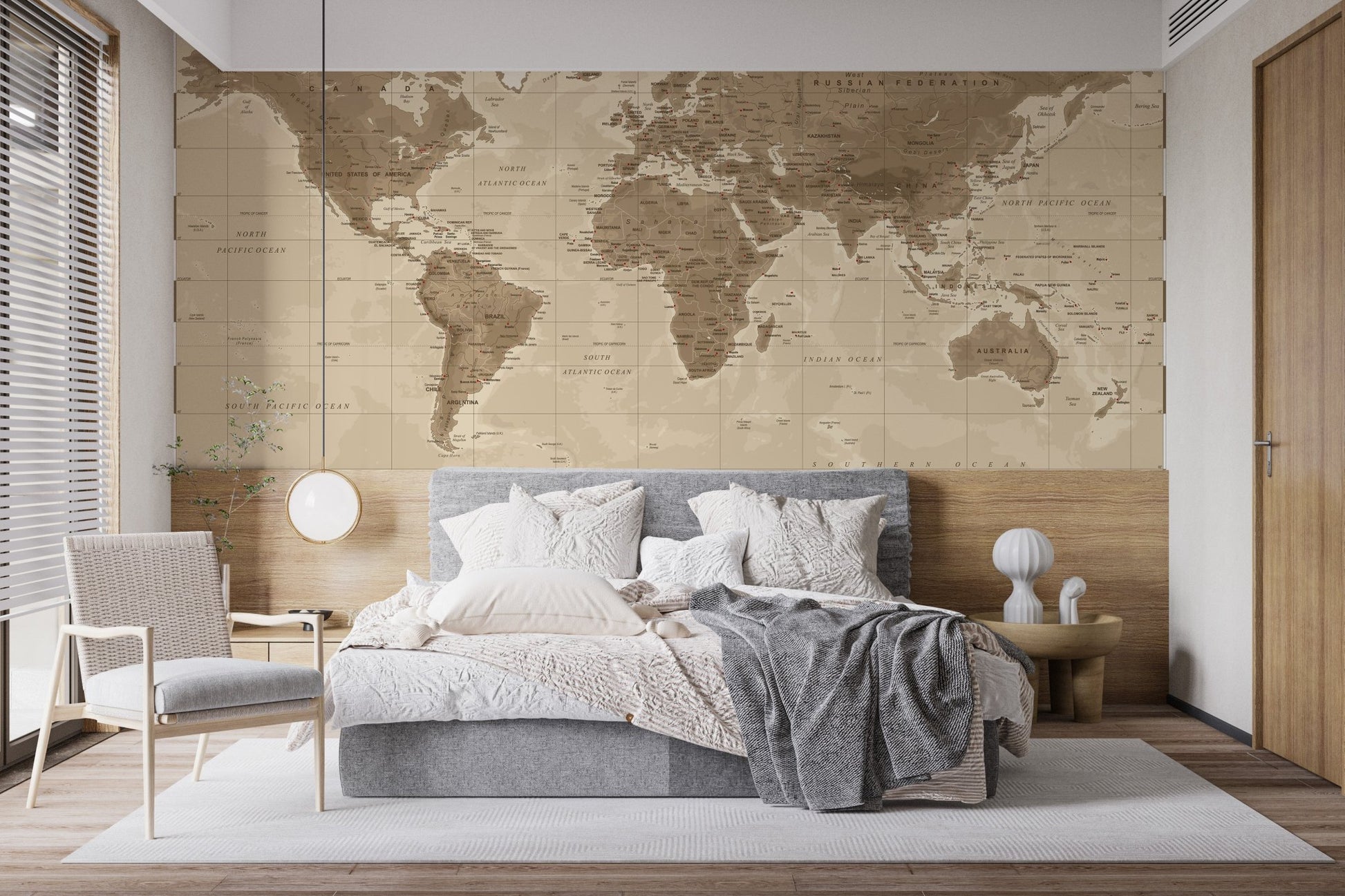 Antique cartography style mural wallpaper
