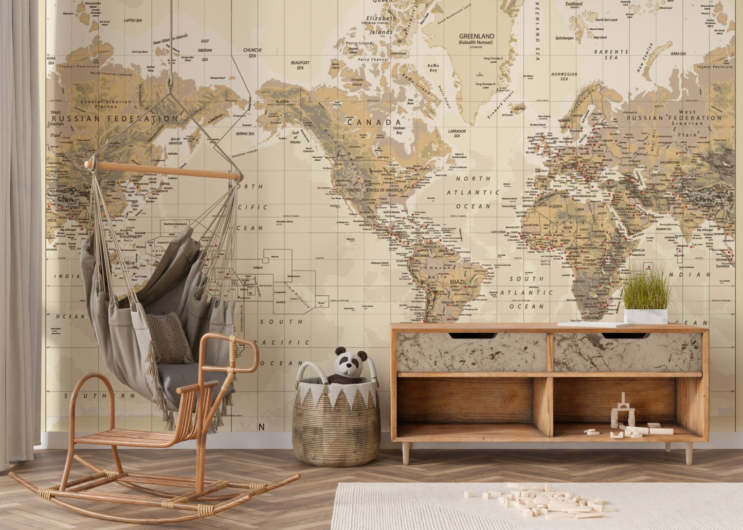 Antique map wallpaper for decor
