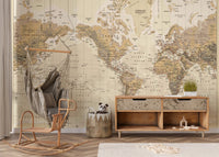 Antique map wallpaper for decor
