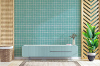 Organic aqua lattice design in wallpaper murals
