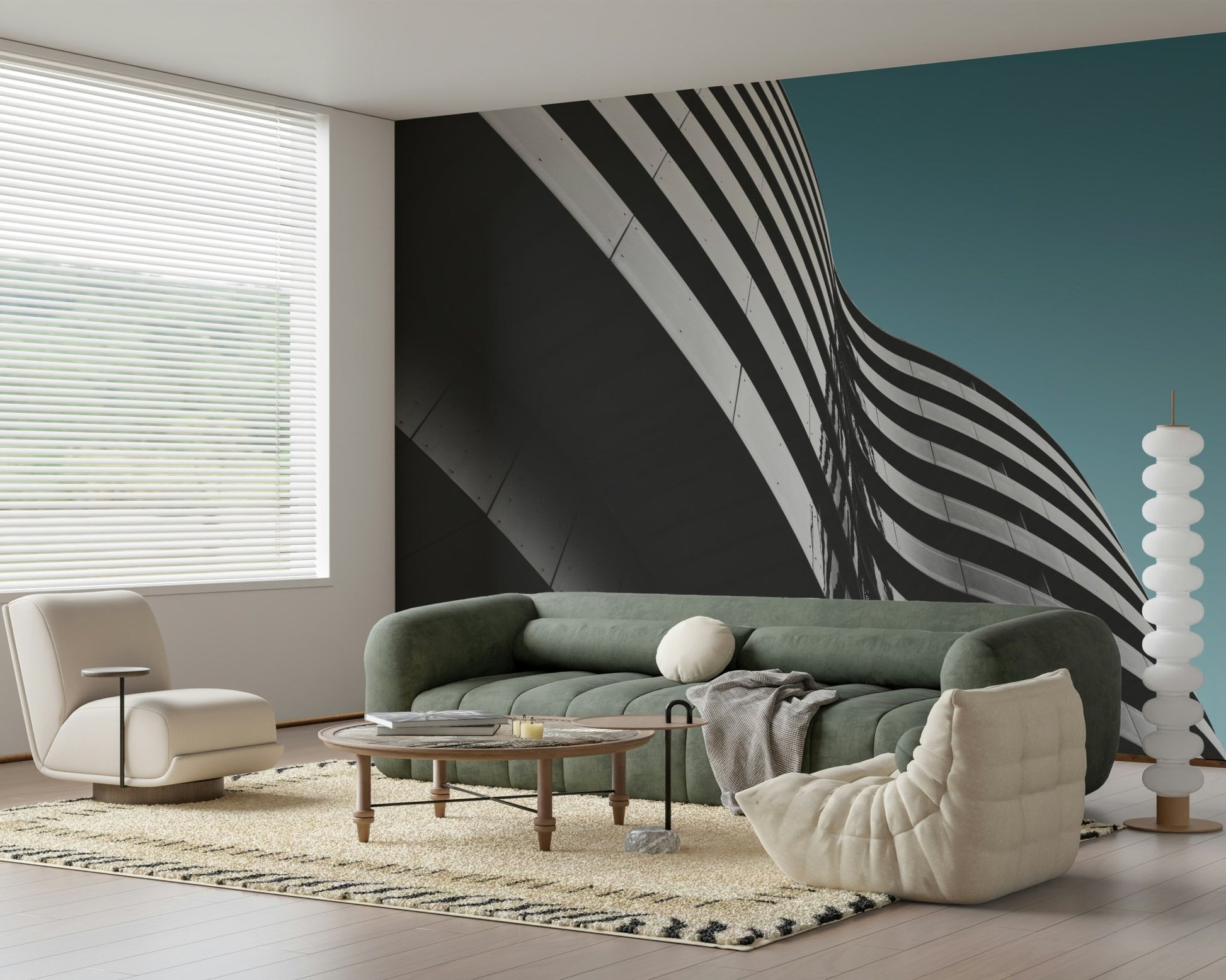 Aqua Zenith Urban Architecture Wall Mural - Wallanza
