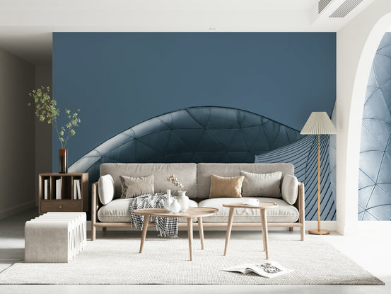 Contemporary teal linear design wall mural
