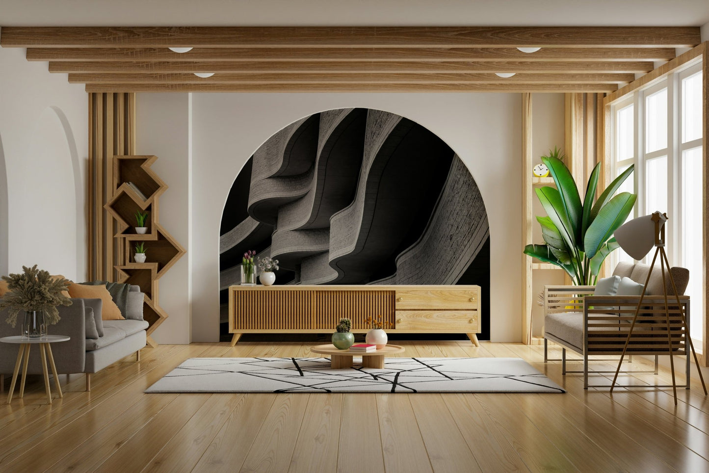 Architectural Curves Wall Mural - Wallanza