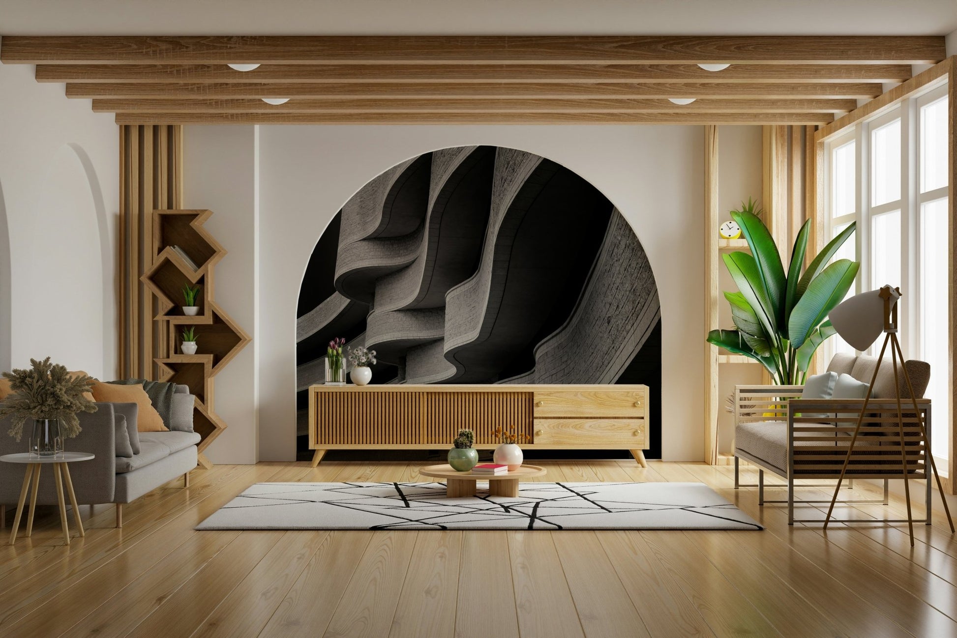 Architectural Curves Wall Mural - Wallanza